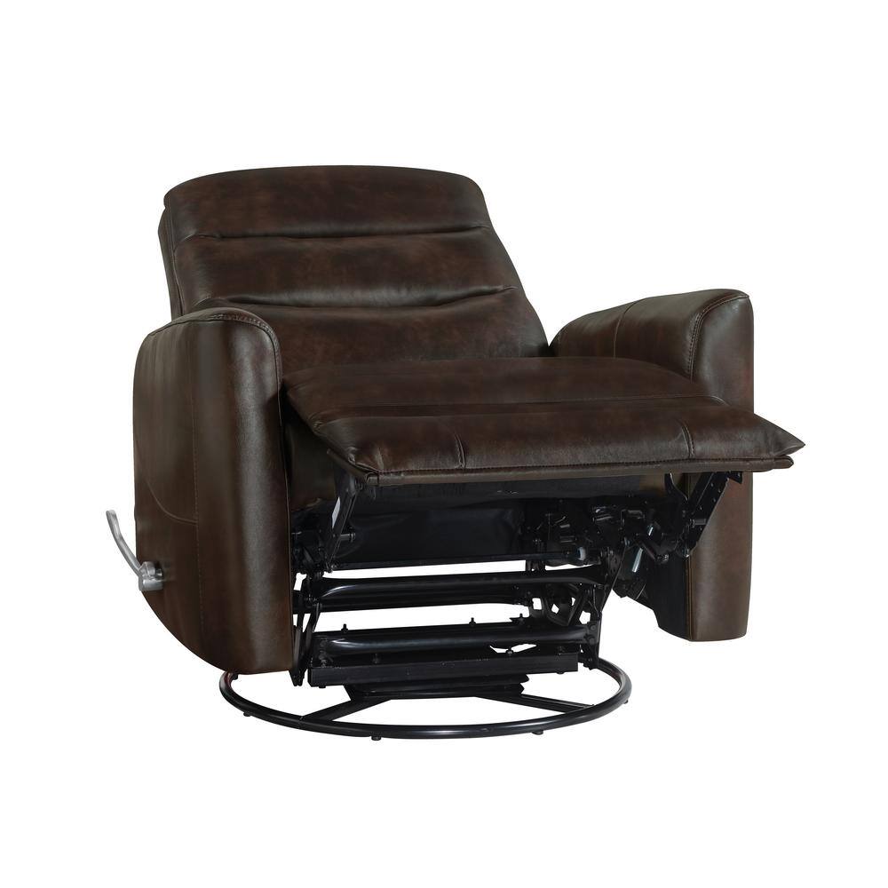 Takami Brown Faux Leather Swivel Recliner with Adjustable Headrest