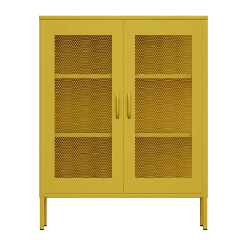 31.5 in. W x 15.75 in. D x 49.96 in. H Yellow Linen Cabinet Metal Storage L