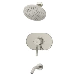 Sereno 1-Handle Wall-Mounted Tub and Shower Trim Kit in Satin Nickel (Valve not Included)