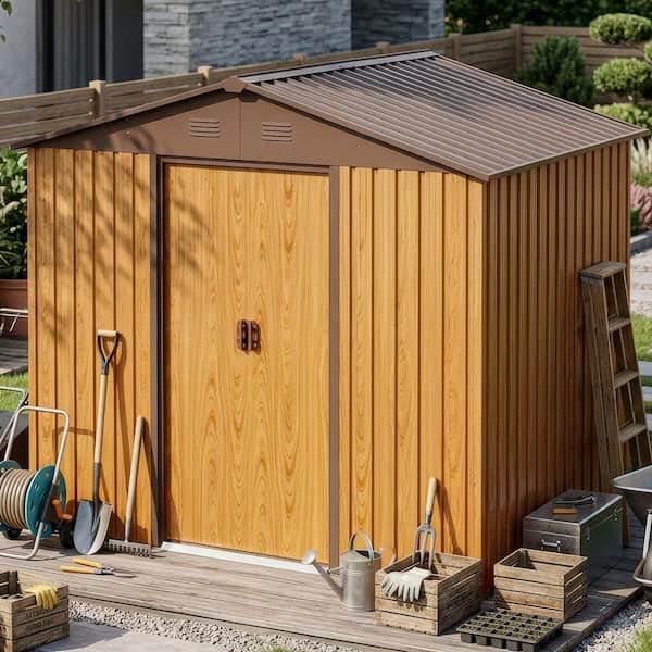 ToolCat 8 ft. x 6 ft. Outdoor Metal Storage Shed Garden Tool Room