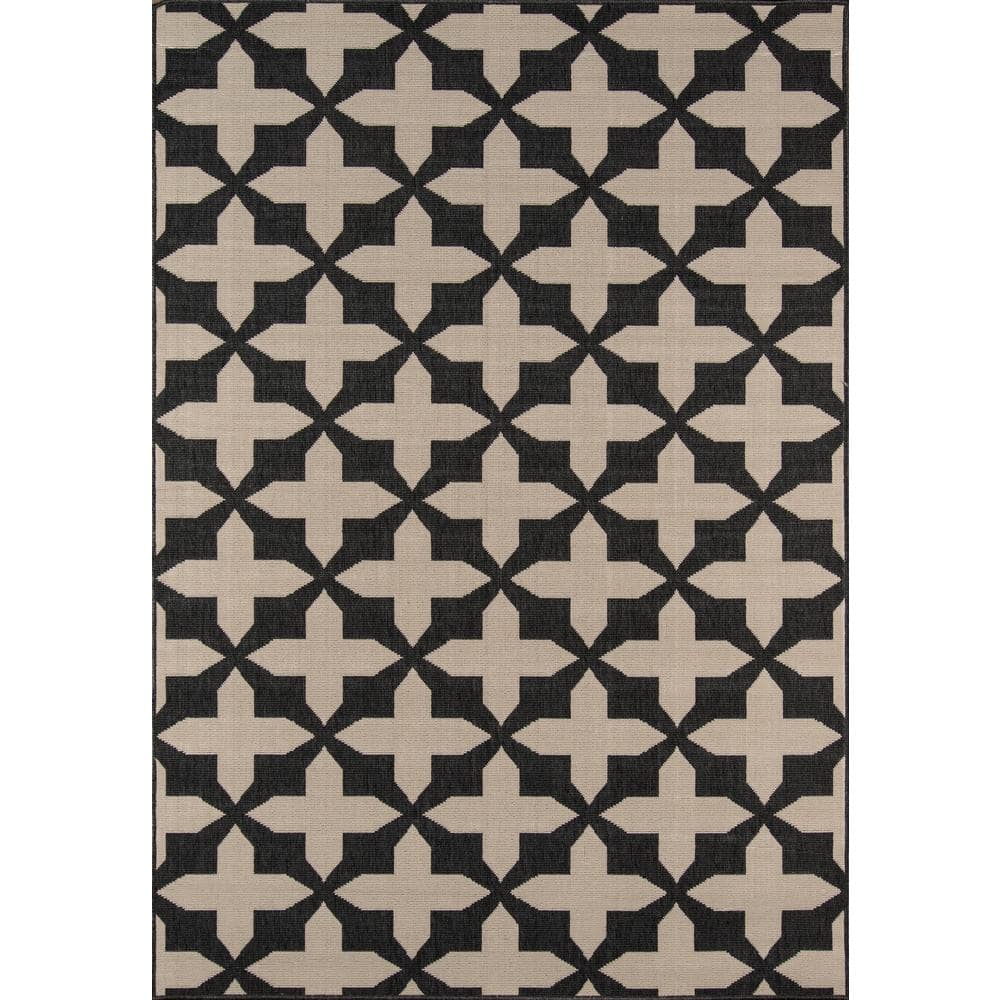 Charcoal Chic Rectangular Synthetic Outdoor Rug 47"