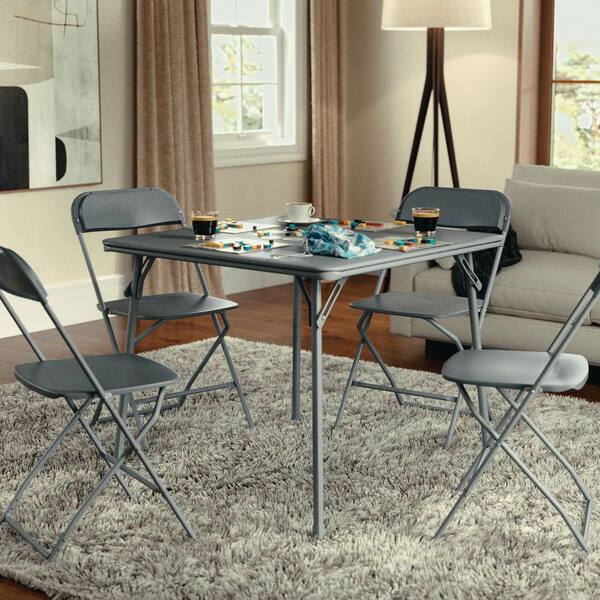 Carnegy Avenue Gray Vinyl Lightweight Folding Table CGA-JB-488719