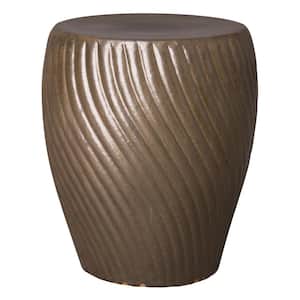 Spiral Metallic Taupe Ceramic Garden Stool