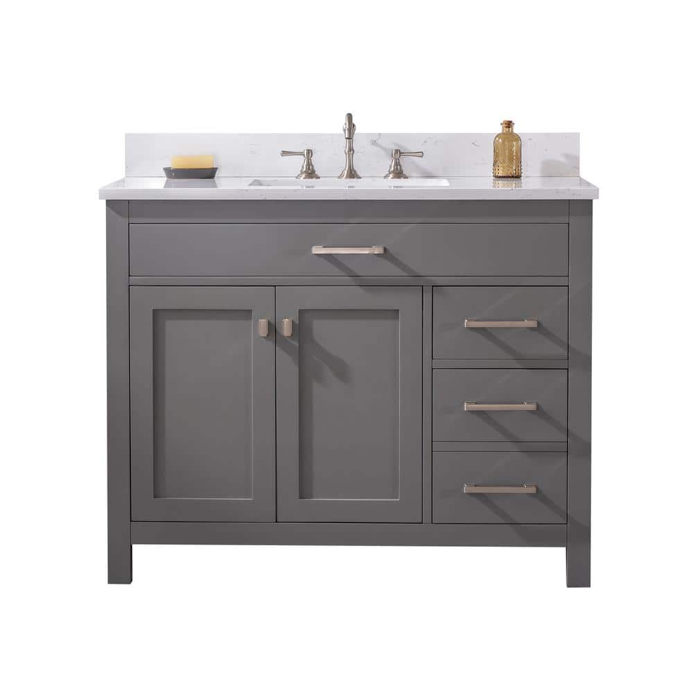 Jasper 42'' Gray Freestanding Bathroom Vanity with Carrara Top