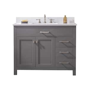 Jasper 42 in. W x 22 in. D Bath Vanity in Gray with Engineered Stone Vanity Top in Carrara White with White Sink