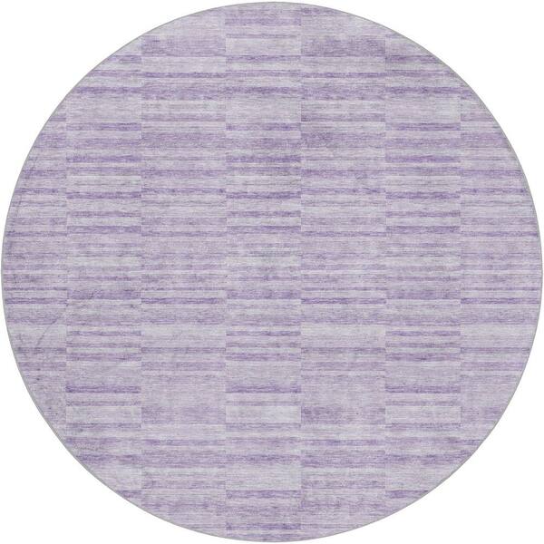 Dream Shag Premium Machine Washable Abstract ADS817 Plum 8 ft. x 8 ft. Round Rug