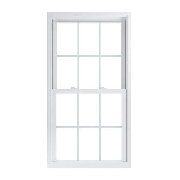 American Craftsman 30.25 in. x 56.25 in. 70 Pro Series Low-E2 Argon PS Glass Double Hung White Vinyl Repl Window with Grids, Screen Incl