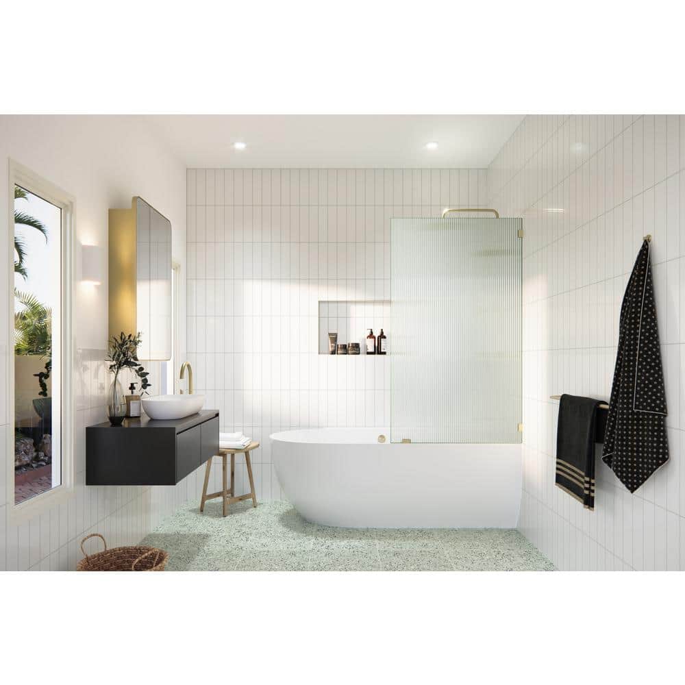 Gaia 30" Satin Brass Frameless Fluted Glass Bath Panel