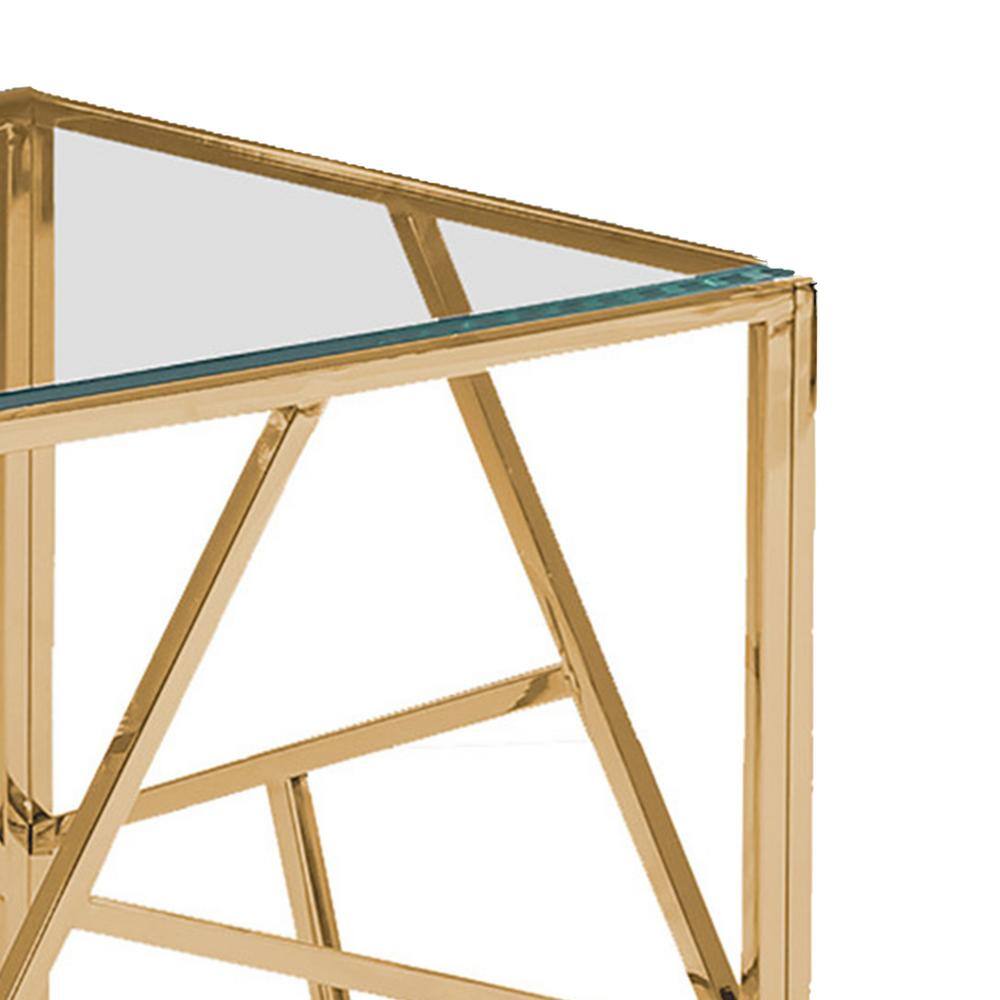 Morganna Gold Stainless Steel and Glass Square End Table