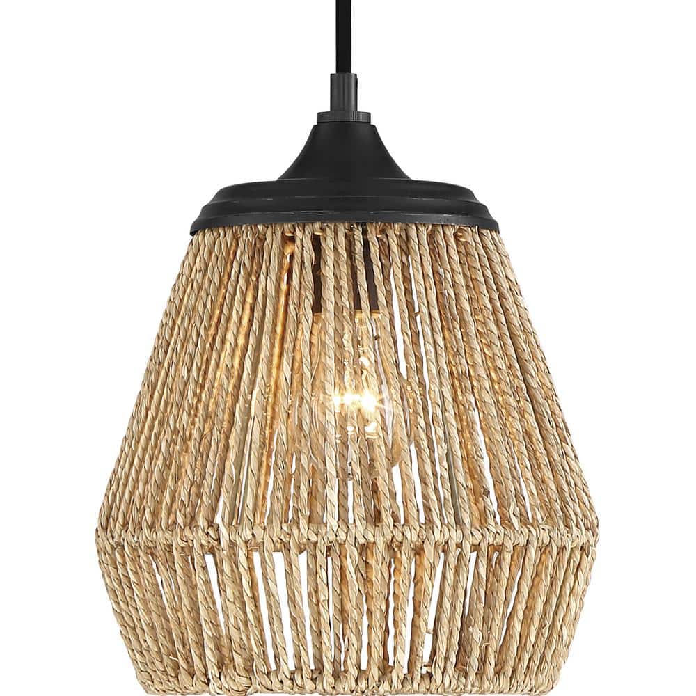 Earth Black Rattan Mini Pendant Light
