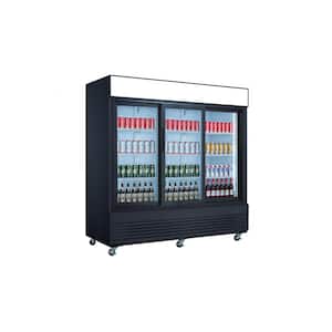 78.5 in. 59.88 cu. ft. 3 Glass Door Commercial Merchandiser Refrigerator NSF ESM-70RS Black