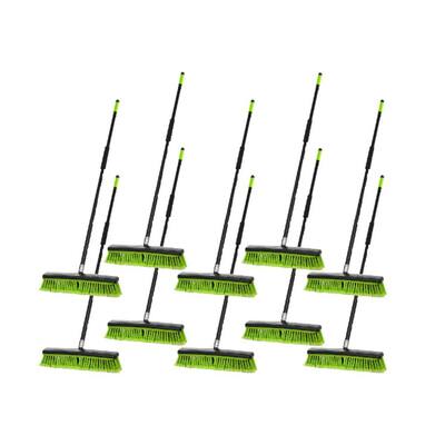 24 in. Green Multi-Surface 2-in-1 Squeegee Push Broom (10-Pack)