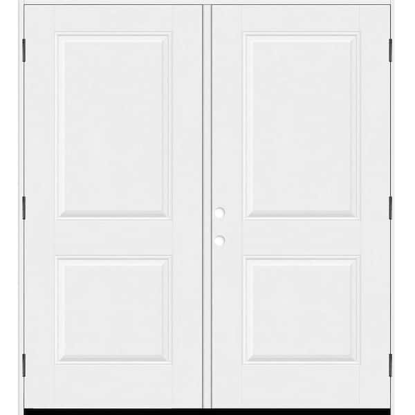 Regency 72 in. x 80 in. 2P Squaretop LHOS Unfinished White Fiberglass Double Prehung Front Door with 4-9/16 Jamb