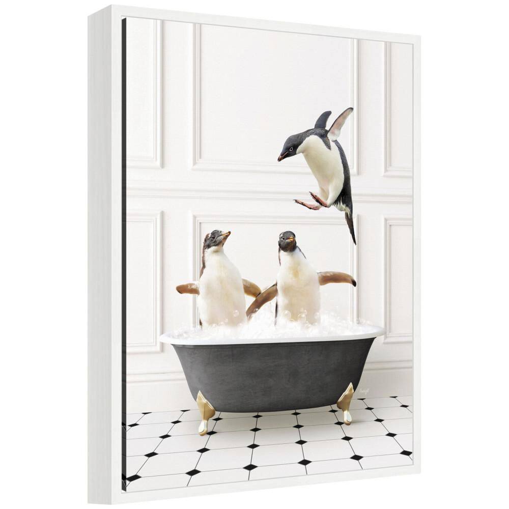 "Sylvie ""Penguins in Classic Black and White Bath"" by Amy Peterson Animals Framed Art Print 24 in. x 18 in." price history on PriceWatchPro