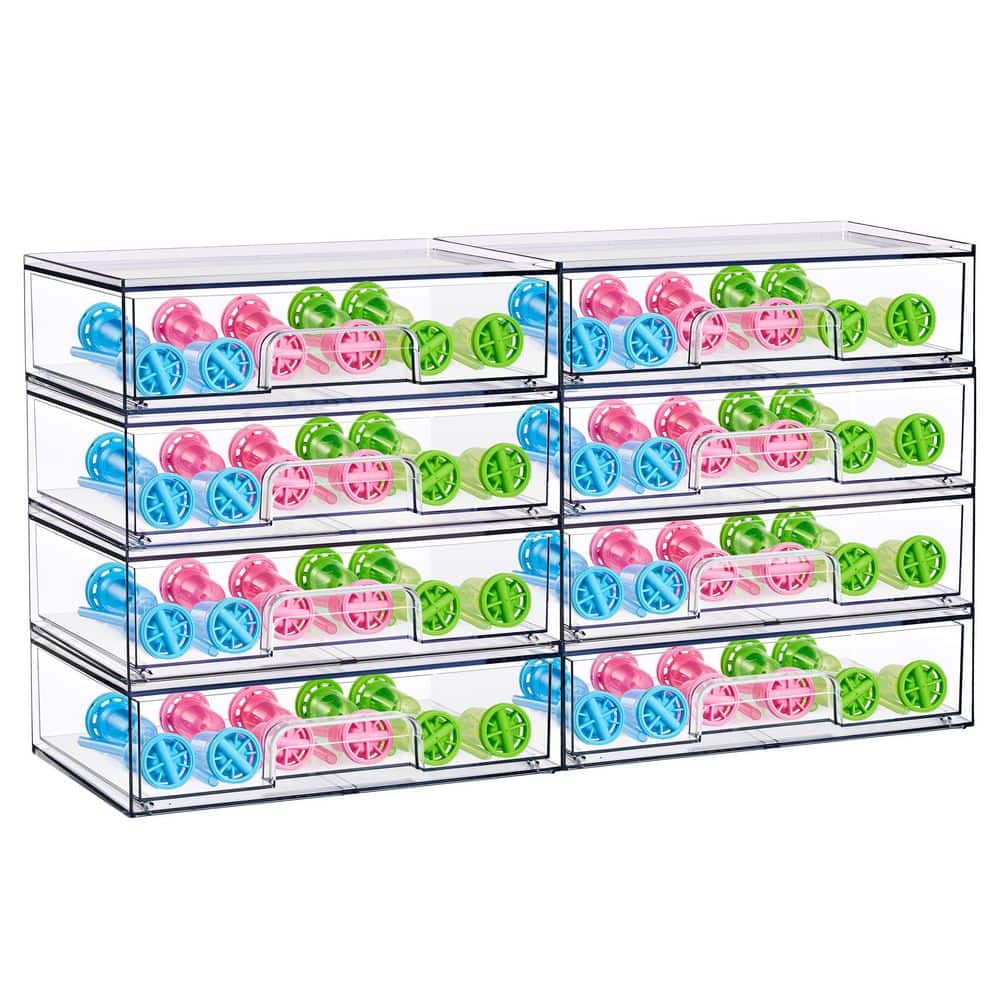 Clear Acrylic Pull-Out Organizer, Wide Stackable Storage Drawers, 8 Pack Plastic Organizer Bins price history on PriceWatchPro
