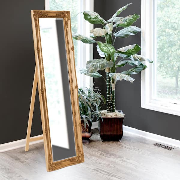 Gallery Solutions Framed Floor Free Standing Easel Full Length Mirror, 16″  x 57″, White – Home Accessories