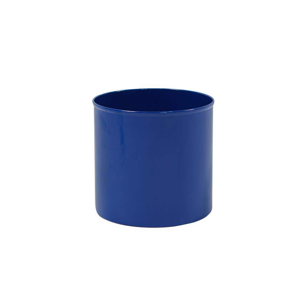 French Blue Galvanized Steel Cylinder Planter Pot