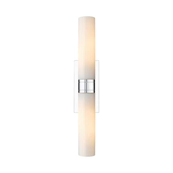 Innovations Ballston Urban 24 in. 2-Light Polished Chrome Vanity Light with Glass Shade