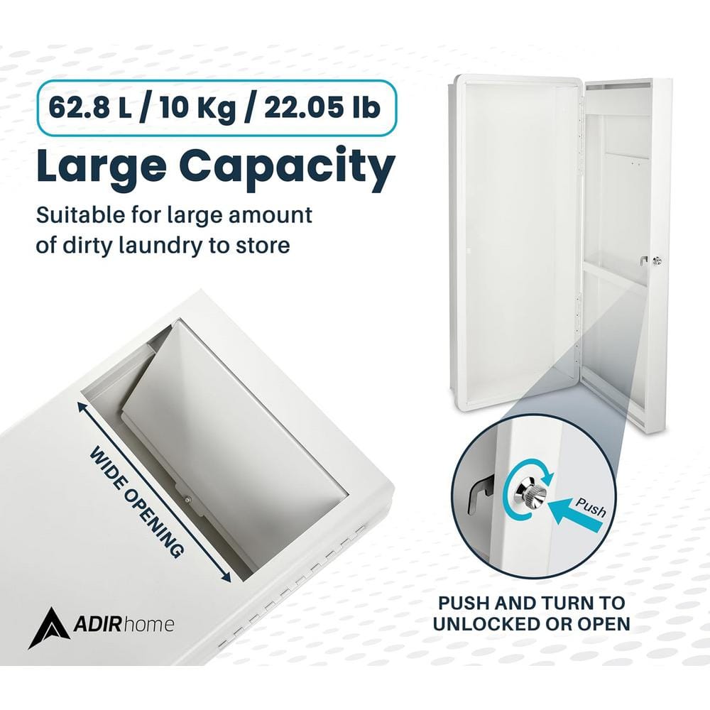 White Steel Built-In Wall Laundry Hamper