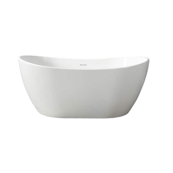 Barclay Products Edison 56 in. Resin Double Slipper Flatbottom Non-Whirlpool Bathtub in Gloss White