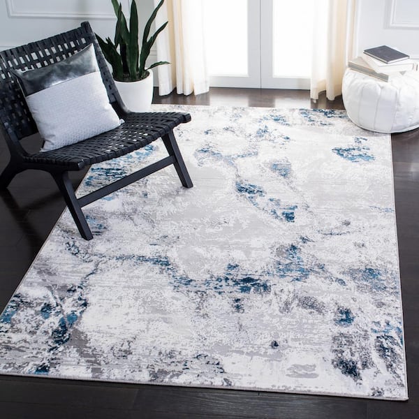 Amelia Gray/Blue 10 ft. x 14 ft. Abstract Distressed Area Rug