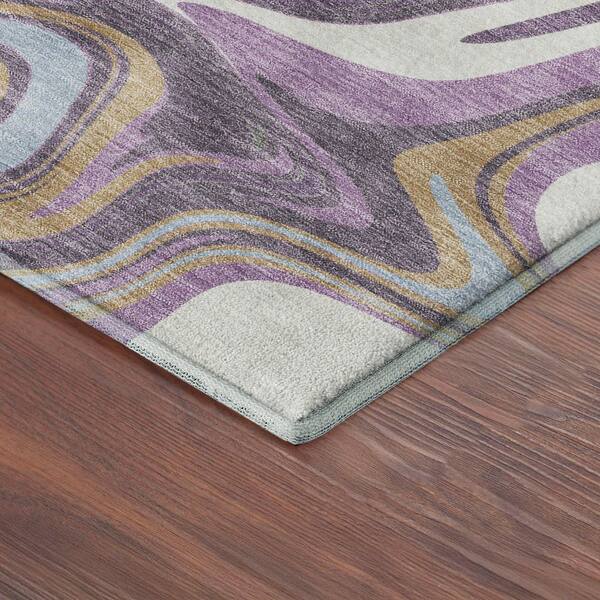 Mayfield Premium Machine Washable Abstract AMF2395 Purple 5 ft. x 7 ft. 6 in. Area Rug