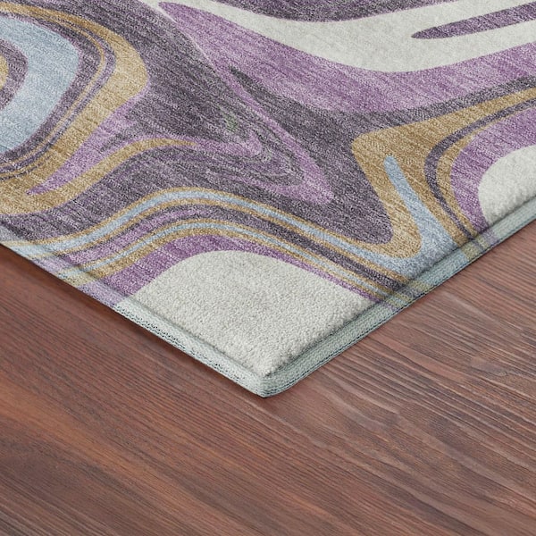 Mayfield Premium Machine Washable Abstract AMF2395 Purple 9 ft. x 12 ft. Area Rug