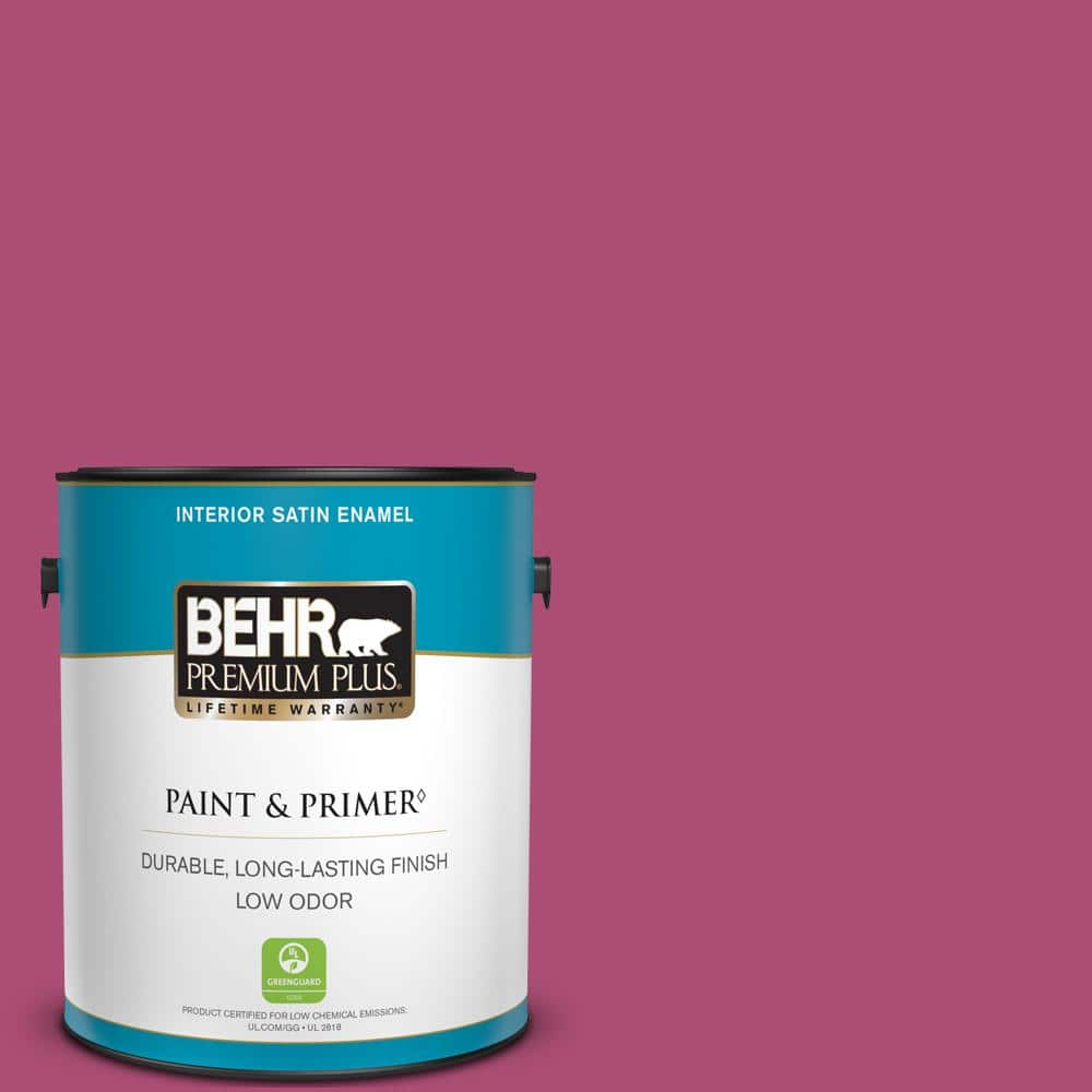 BEHR PREMIUM PLUS 1 qt. #100B-7 Hot Pink Flat Low Odor Interior Paint &  Primer 130004 - The Home Depot