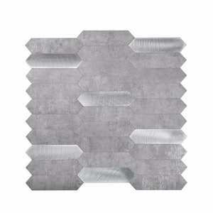 Silver Grey Picket 12 in. x 12 in. Honed Metal Peel and Stick Backsplash Tile for Kitchen and Bathroom (10 sq. ft./Case)