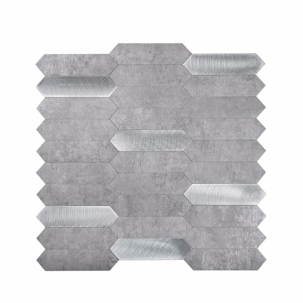 Apollo Tile Silver Grey Picket 12 in. x 12 in. Honed Metal Peel and Stick Backsplash Tile for Kitchen and Bathroom (10 sq. ft./Case)