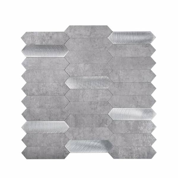 Apollo Tile Silver Grey 4 in x 5 in Honed Metal Peel and Stick Backsplash Tile Sample