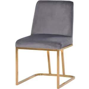 Modern Minimalist Upholstered Armless Velvet Accent Dining Chair with Gold Metal Base ( Set of 4 )