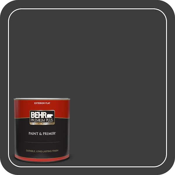 BEHR PREMIUM PLUS 1 qt. #PPF-59 Raven Black Flat Exterior Paint & Primer
