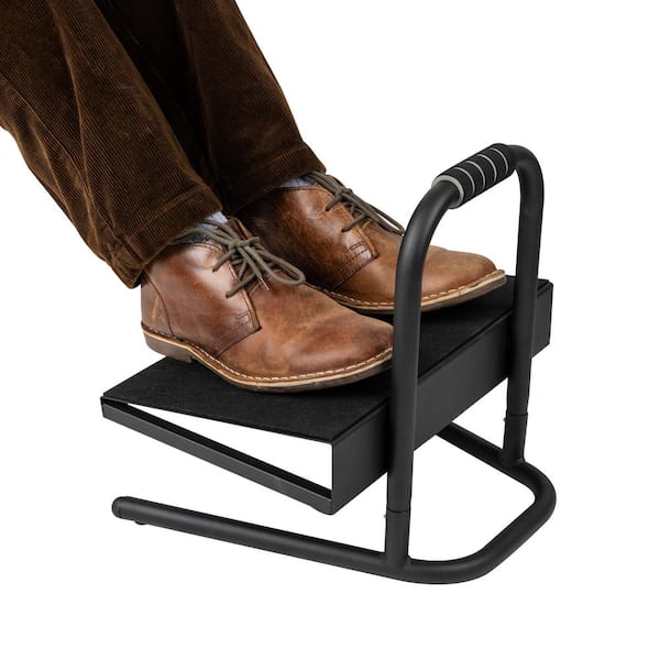 Mind Reader Black Adjustable Foot Stool Ergonomic Foot Rest Under Desk at Work 14.25 in. W