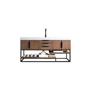 Columbia 72.5 in. W x 19 in. D x 36 in. H Bathroom Vanity in Latte Oak with Glossy White Composite Top