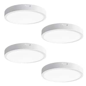 4-Pack 7 in. White New Ultra-Low-Profile Integrated LED Flush Mount Light 2700K-5000K 5CCT Selectable Ceiling Light