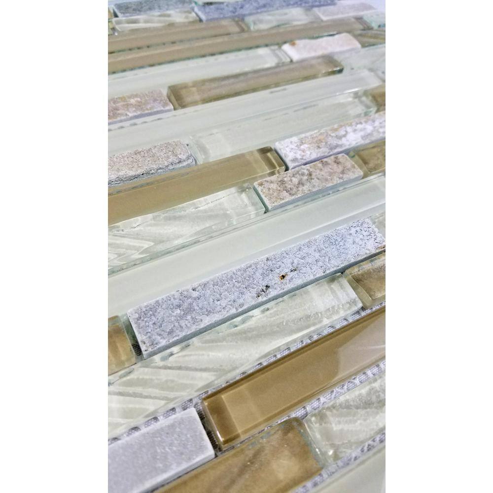 New Era Beige and Glass Linear Mosaic Wall Tile