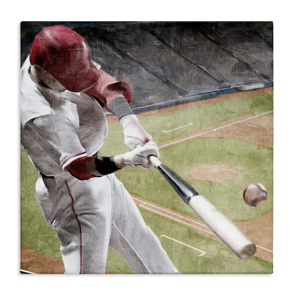 Stupell Industries Baseball Swing In Action Canvas Wall Art 17 in. x 17 ...