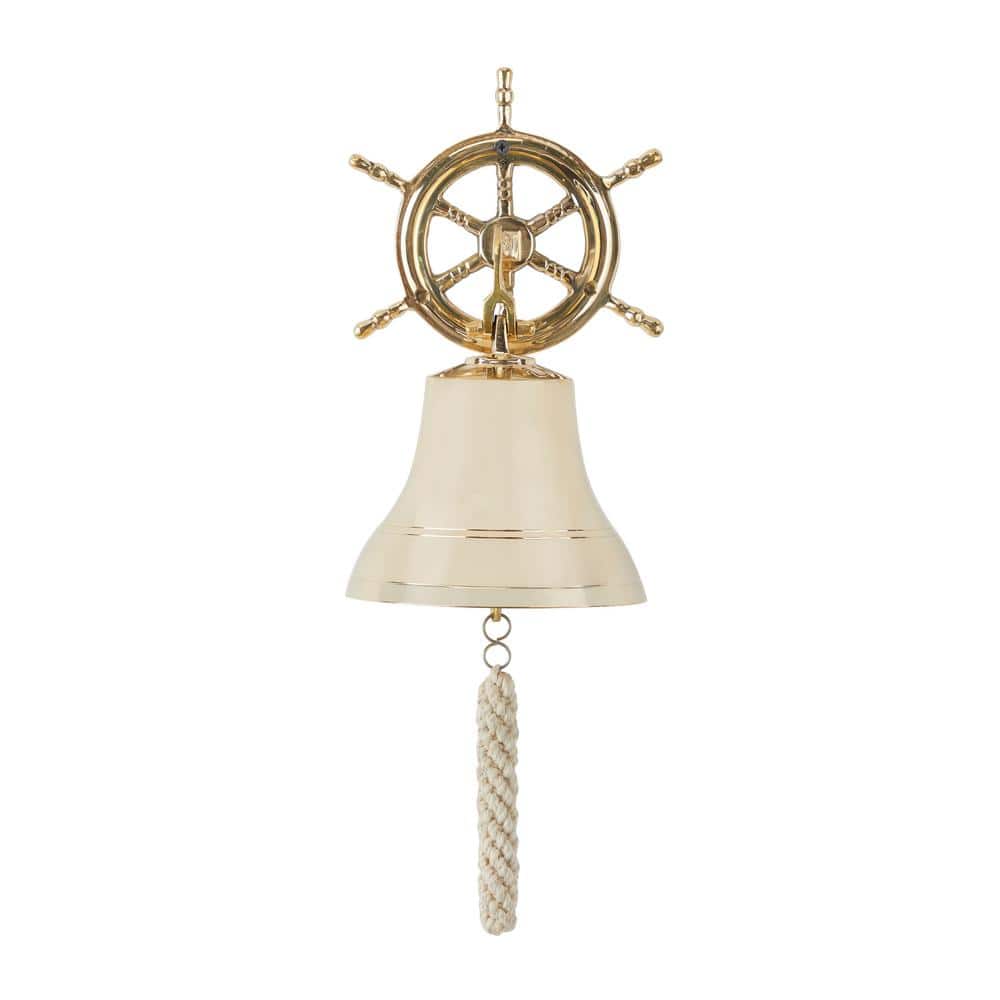 4 Inch Solid Brass Hanging Wall Bell with Rope for Ringing - Fully  Functional Nautical Decoration, Wall Mountable, Loud Ring, Gold Color 