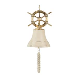 7 in. x 10 in. Gold Brass Nautical Bell Wall Decor