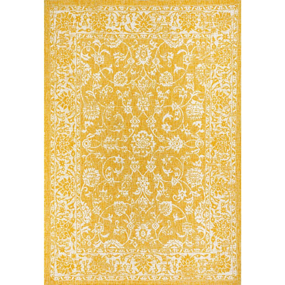 Bohemian Red Floral Flatweave Synthetic Indoor/Outdoor Rug 5' x 8'
