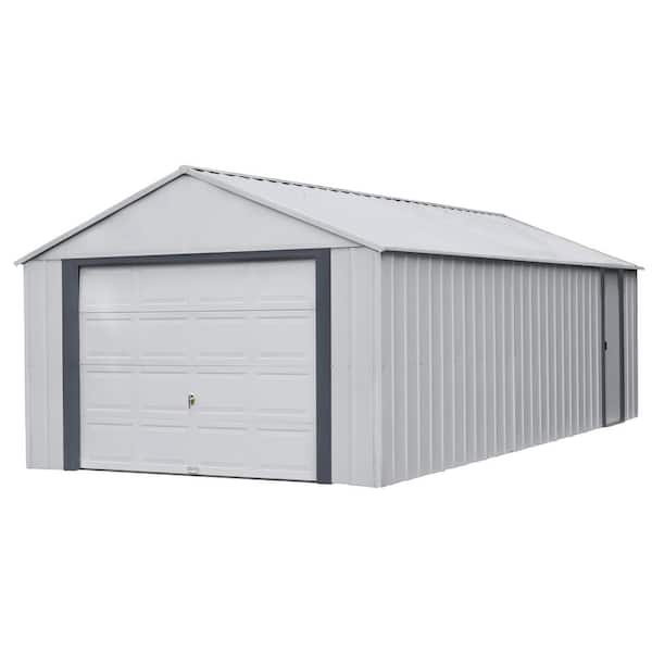Arrow Murry hill 12 ft. W x 24 ft. D 2-Tone Gray Steel Garage and Storage Building with Side Door and High-Gable Roof