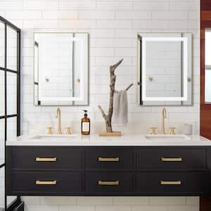 24 in. x 32 in. Rectangular Aluminum Framed Wall Mount Slim LED Light Bathroom Vanity Mirror in Brushed Golden