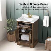 Home Decorators Collection Doveton 24 in. Single Sink Dark Walnut Bath Vanity with White Engineered Marble Top (Assembled) Doveton 24DW