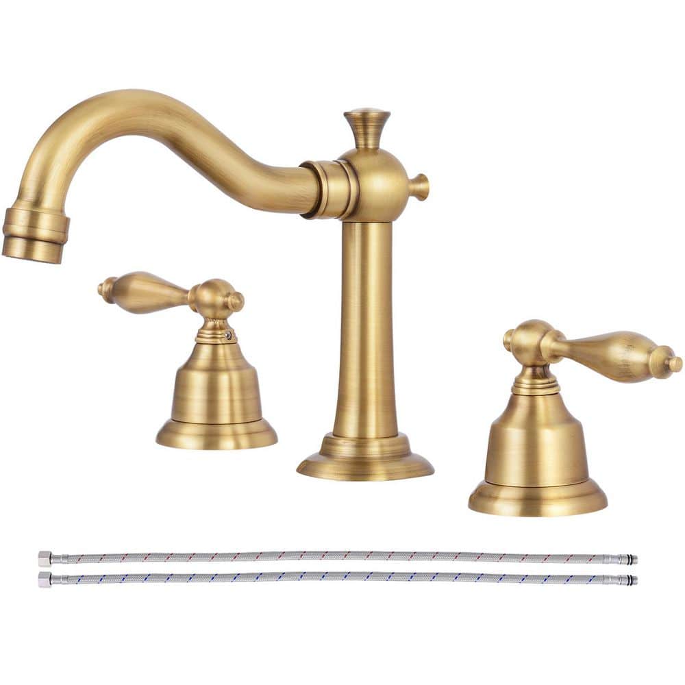 Single Handle Single Hole Bathroom Vessel Sink Faucet, Waterfall Bathroom Sink Faucet in Antique Brass