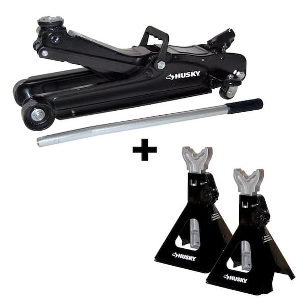 Husky 2-1/2-Ton Low Profile Car Jack with Quick Lift and Jack Stand Pair HD7024A-BD Home Depot