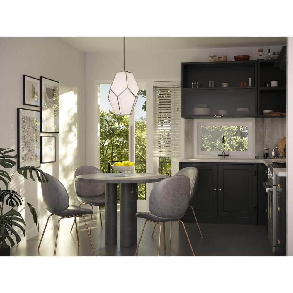 Latham Brushed Nickel Geometric Pendant Light with White Art Glass