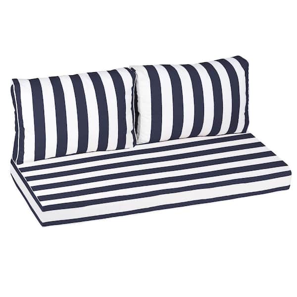 grouchy goose tuxedo stripe rectangular outdoor bench cushion with ties