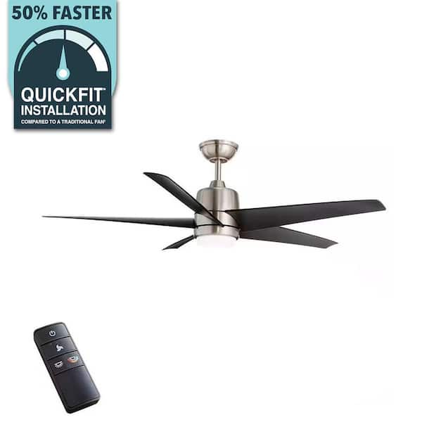 Hampton Bay Mena 54 in. White Color Changing Integrated LED Indoor/Outdoor Brushed Nickel Ceiling Fan with Light Kit and Remote