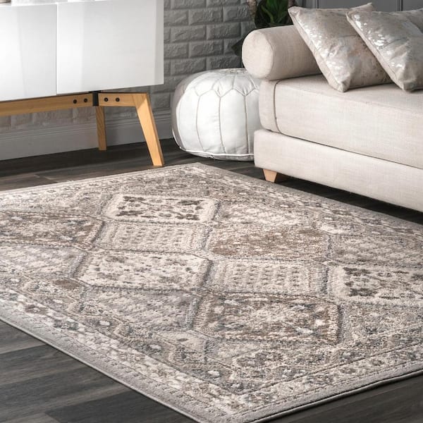 Vintage Tile 6 ft. 7 in. x 9 ft. Becca Gray Oval Rug